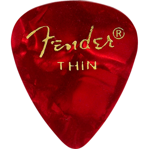 Fender 1982351109 Premium Celluloid 351 Shape Picks, Thin, Red Moto