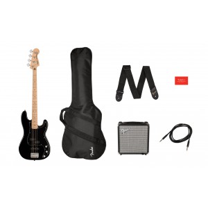 Fender Squier Affinity Precision Bass PJ Pack in Black with Rumble 15 Amp - 0372981406