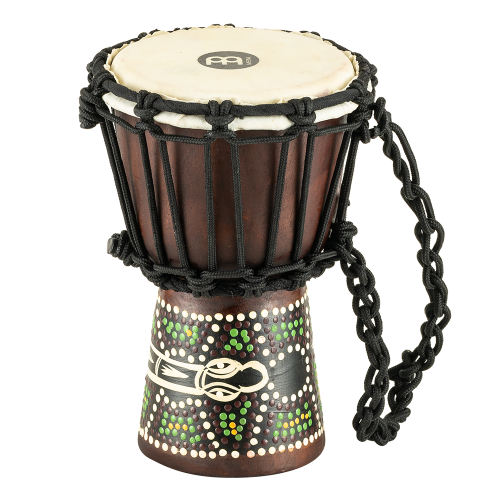 Meinl HDJ6-XXS 4 1/2" African Style Mini Wood Djembe - Dark Serpent Design