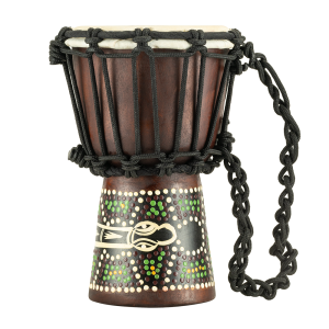 Meinl HDJ6-XXS 4 1/2" African Style Mini Wood Djembe - Dark Serpent Design