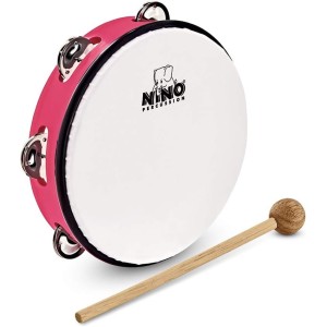 Nino 51SP 8" Plastic Tambourine - Strawberry Pink