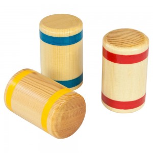 Percussion Plus Small Wooden Shaker With Blue, Yellow or Red Stripes - PP227
