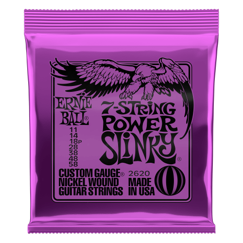 Ernie Ball Power Slinky 7-String Nickel Wound Electric Guitar Strings - 11-58 Gauge - P02620