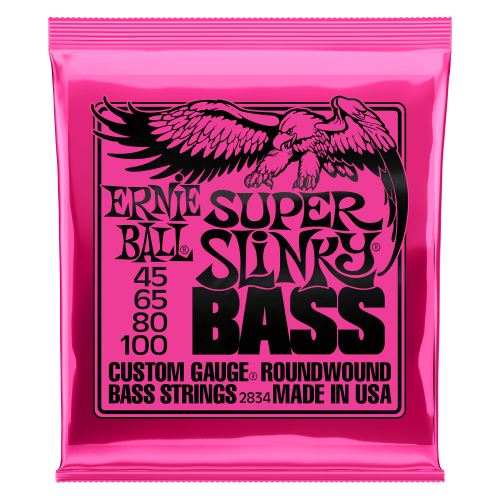 Ernie Ball Super Slinky Nickel Wound Electric Bass Strings - 45-100 Gauge - P02834