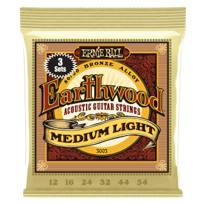 Ernie Ball Earthwood Light 80/20 Bronze Acoustic Guitar Strings 3-Pack - 11-52 Gauge - P03004