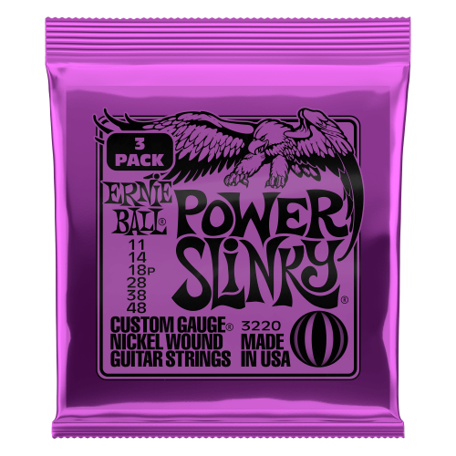 Ernie Ball Power Slinky Nickel Wound Electric Guitar Strings 3 Pack - 11-48 Gauge - P03220