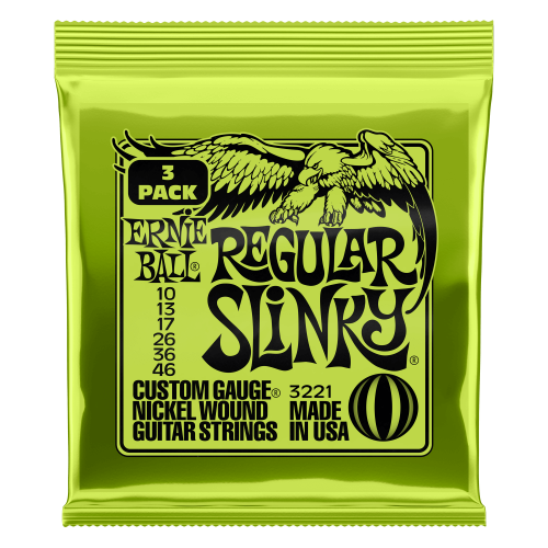 Ernie Ball Regular Slinky Nickel Wound Electric Guitar Strings 3 Pack - 10-46 Gauge - P03221