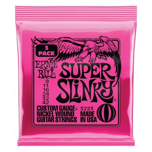 Ernieball Super Slinky Nickel Wound Electric Guitar Strings 3 Pack - 9-42 Gauge - P03223