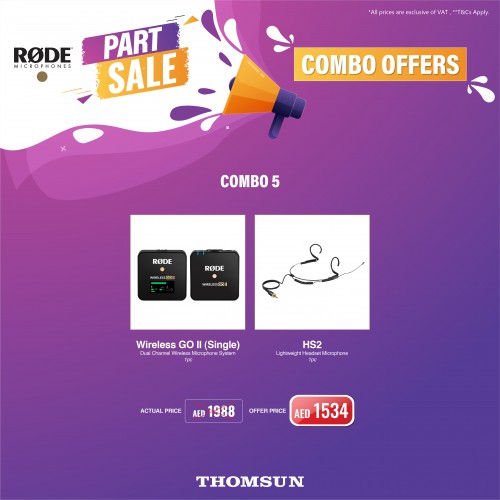 Combo Offer - Rode Wireless GO II Single & Rode HS2 Headphone (Black or Pink)